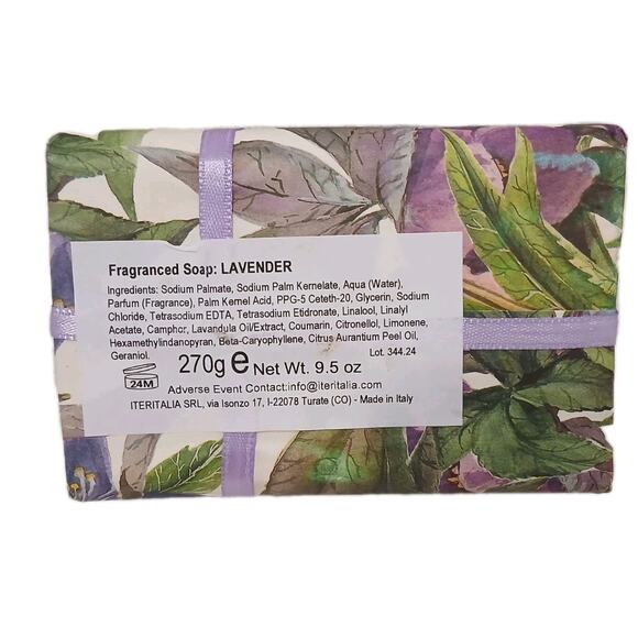 2 Bars of Luxury Italian Soap Lavender Gift Wrapped Jeweled Italy Luxe Spa Bath - Picture 10 of 12